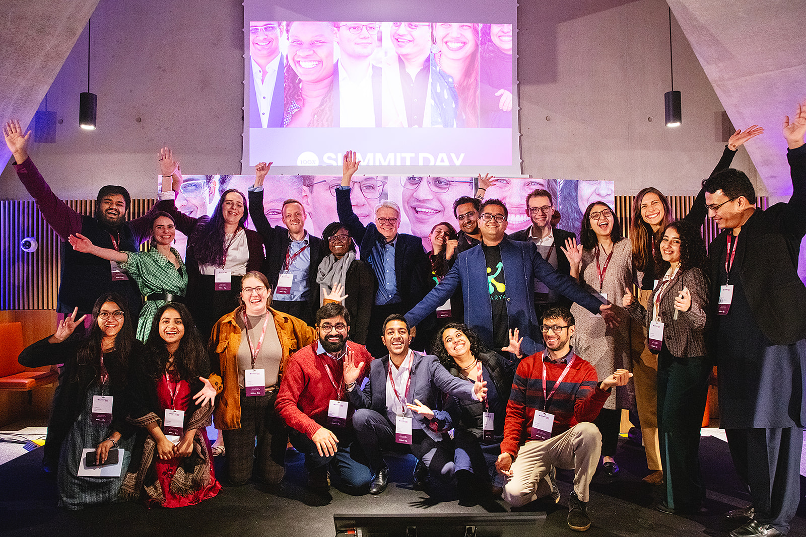 Cohort 1 members of 100x Impact Accelerator celebrate at Summit Day