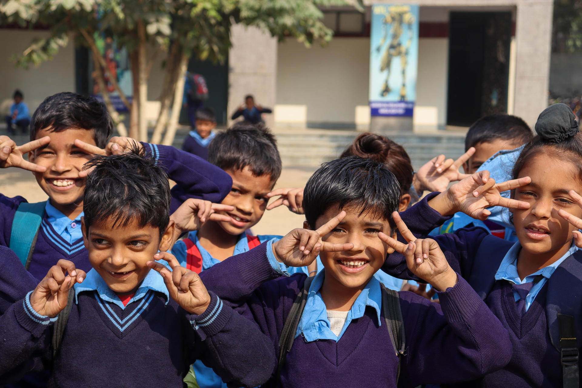School children smiling in India